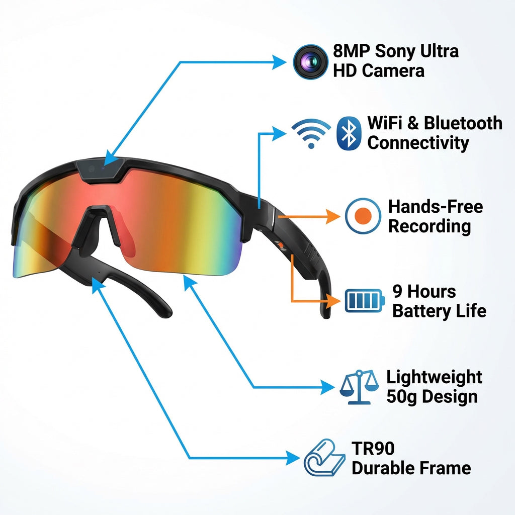 DOUÉ LensX Bluetooth & Camera Sport Glasses